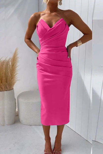 Elegantes trägerloses Midi-Partykleid mit Rückenausschnitt von Grazia