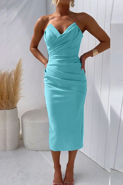Elegantes trägerloses Midi-Partykleid mit Rückenausschnitt von Grazia