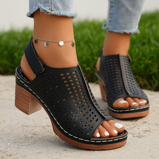 EleganzaStride™ – Damen Sandalen mit elegantem Chunky High Heel