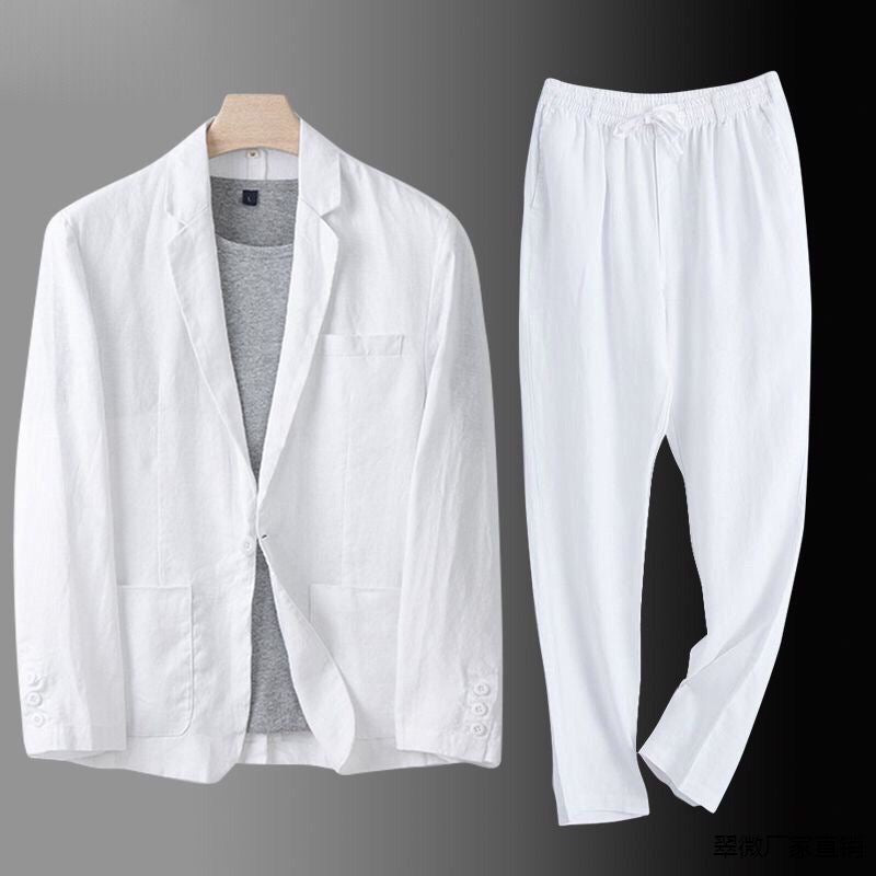 Entspannter Leinenblazer Herren Anzug Set - Chard