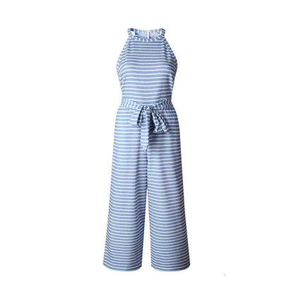 Damen Jumpsuit Taillengürtel Streifen Elegant - Elarova