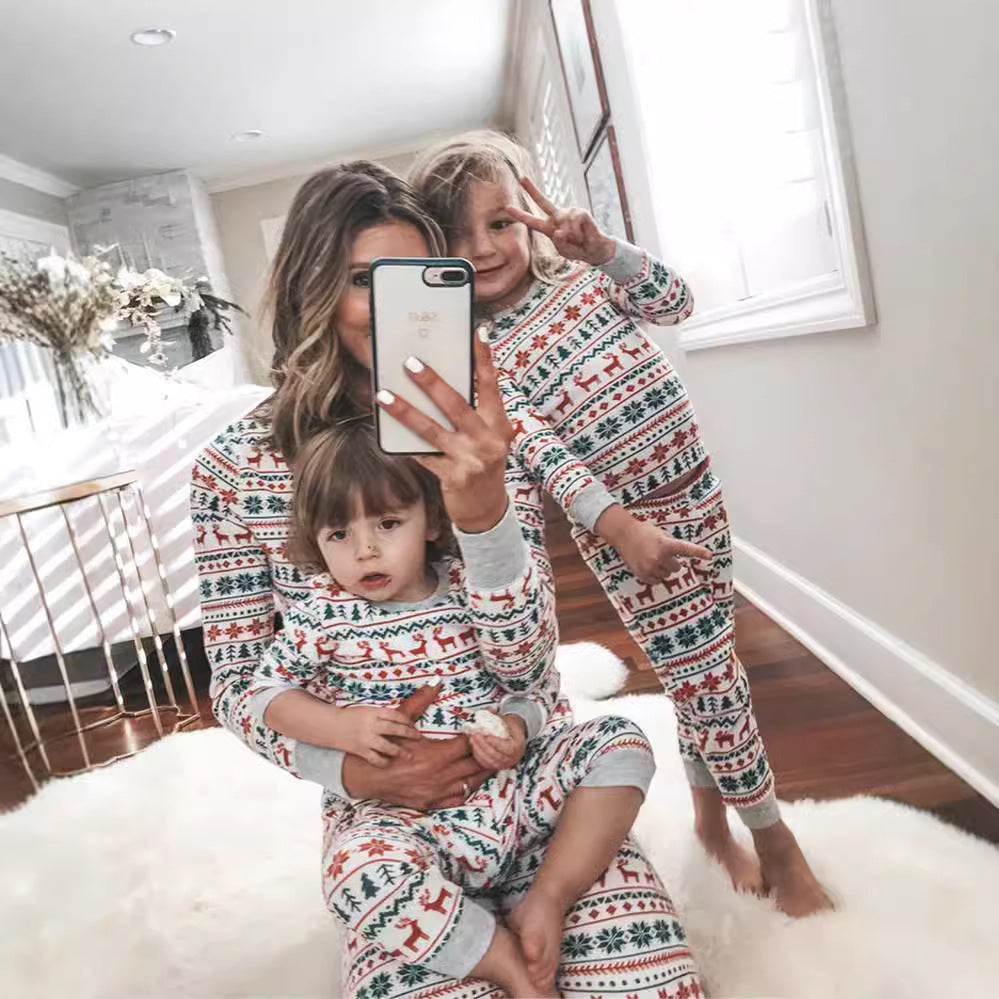 Familien Weihnachts-Pyjama Set – Eltern-Kind Partnerlook Schlafanzüge für Weihnachten