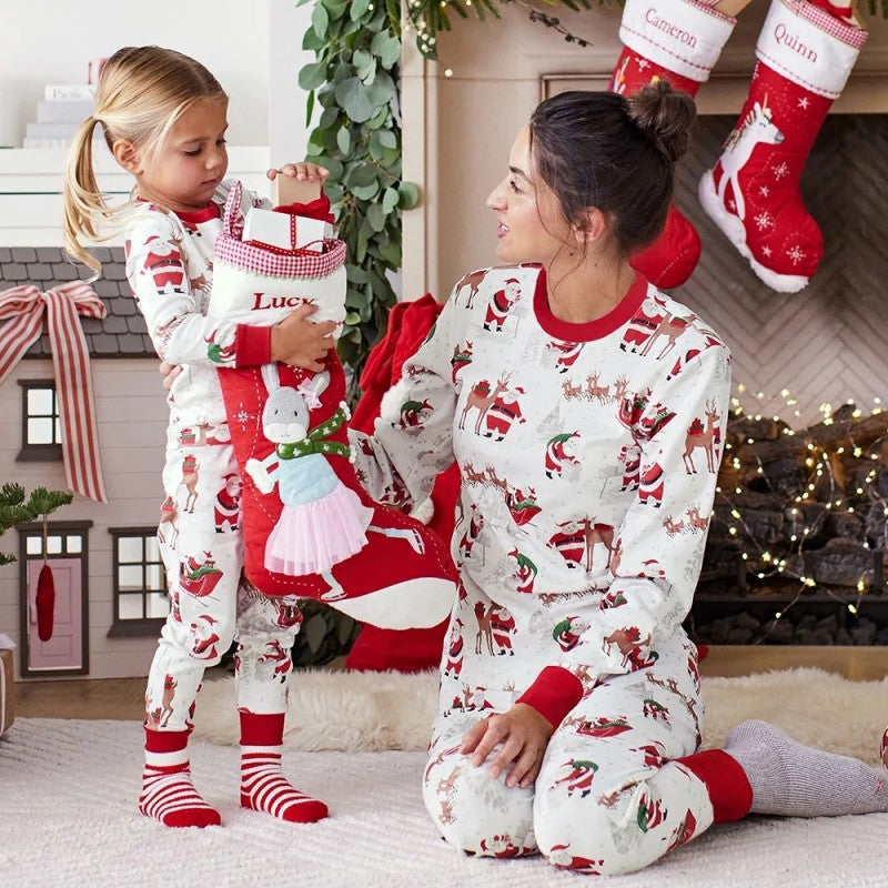 Familien Weihnachts-Pyjama Set – Eltern-Kind Partnerlook Schlafanzüge für Weihnachten