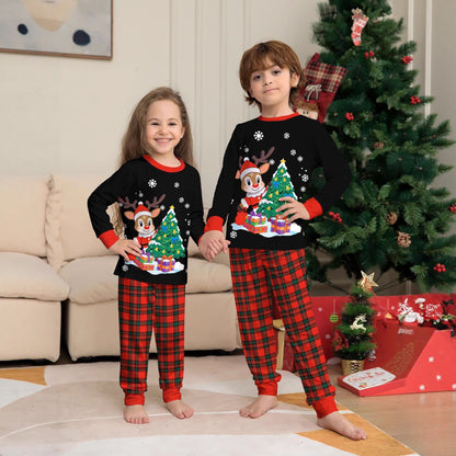 Familien Weihnachts-Pyjama Set – Eltern-Kind Partnerlook Schlafanzüge für Weihnachten
