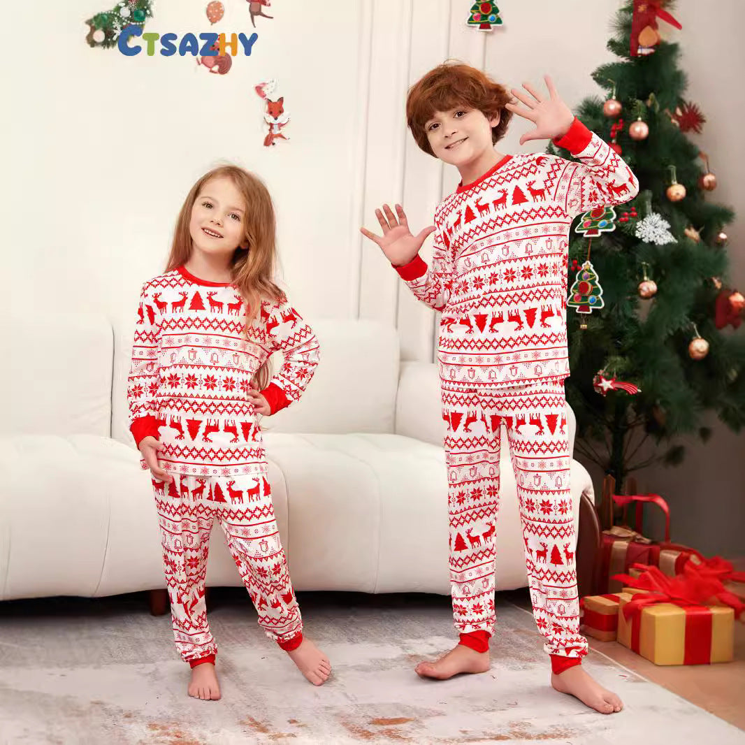 Familien Weihnachts-Pyjama Set – Eltern-Kind Partnerlook Schlafanzüge für Weihnachten