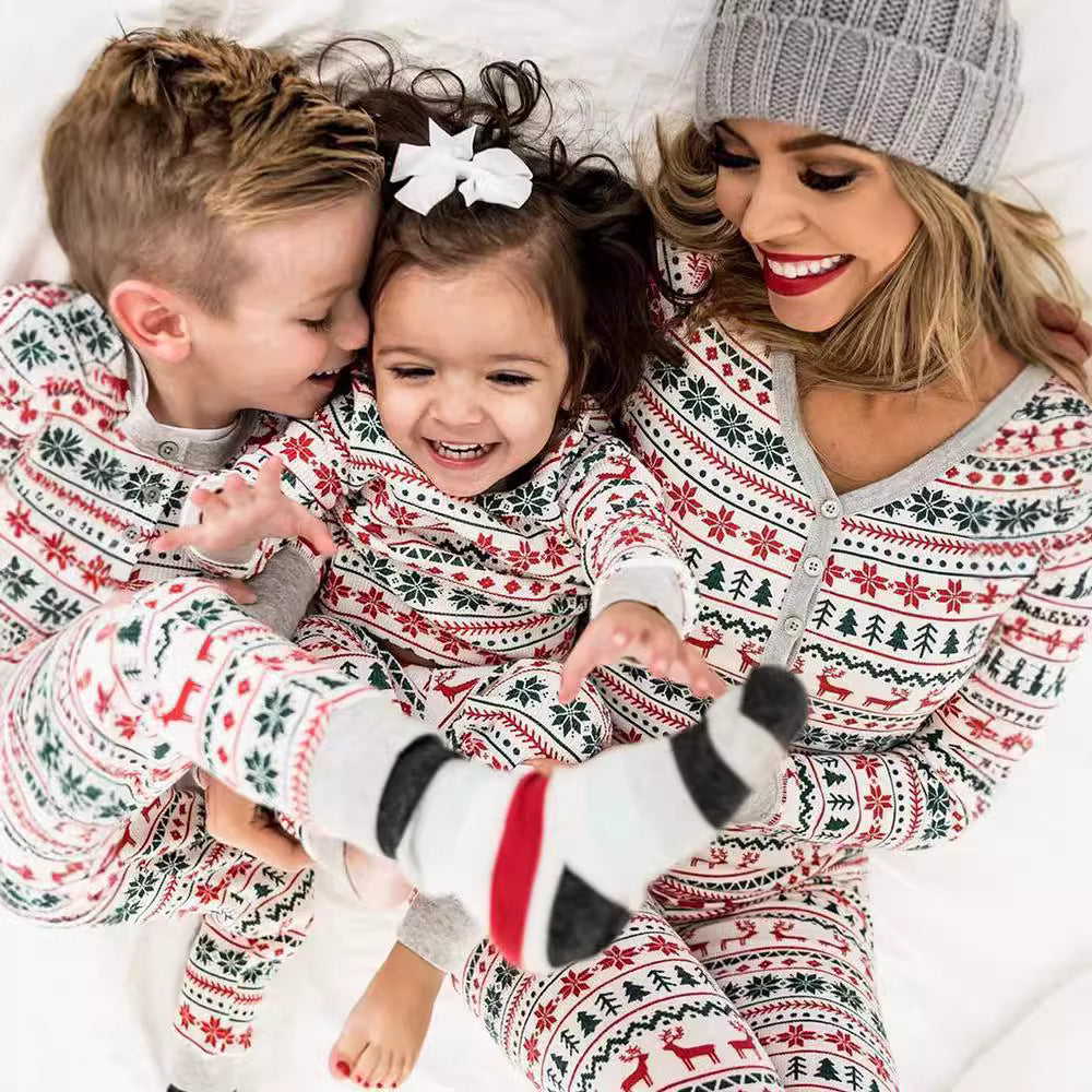 Familien Weihnachts-Pyjama Set – Eltern-Kind Partnerlook Schlafanzüge für Weihnachten