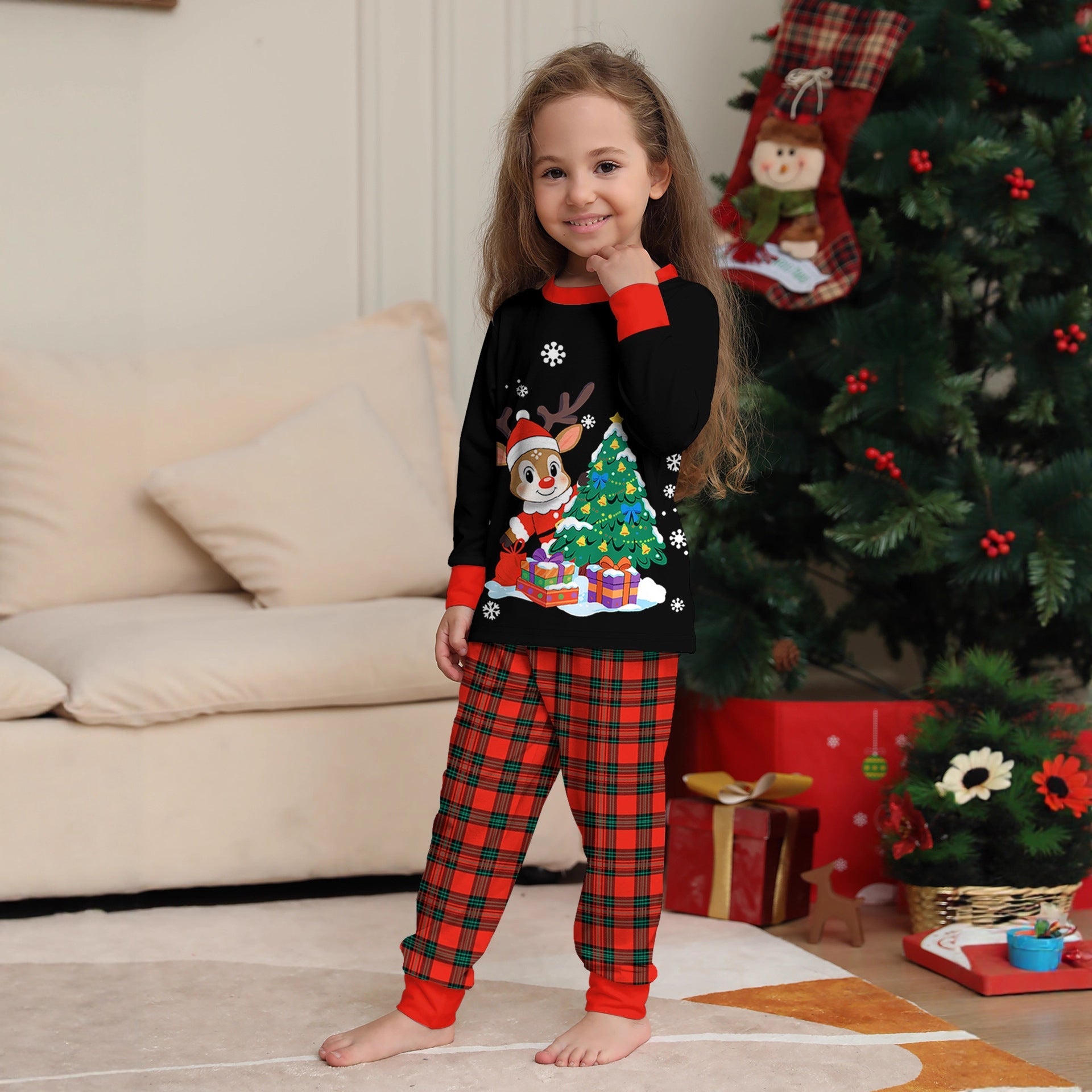 Familien Weihnachts-Pyjama Set – Eltern-Kind Partnerlook Schlafanzüge für Weihnachten