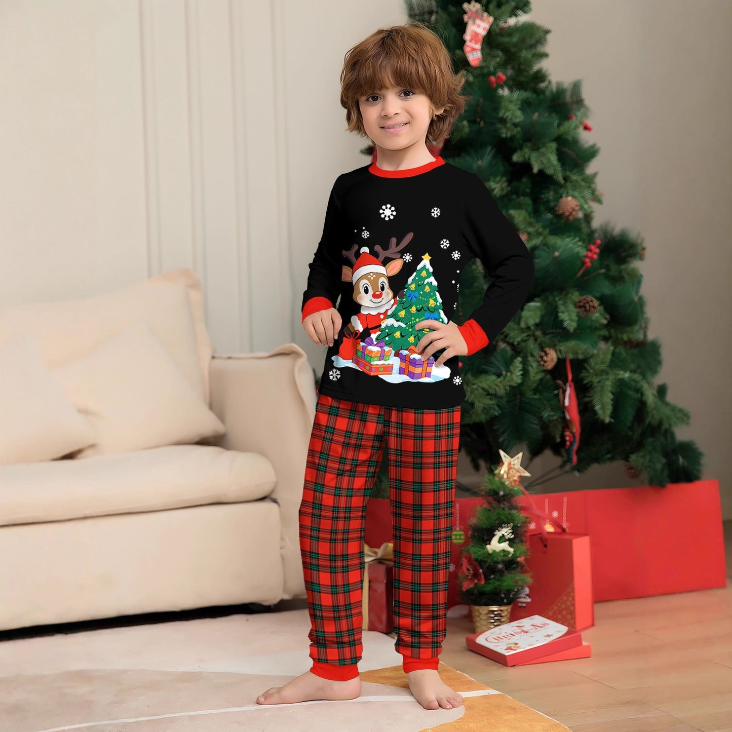 Familien Weihnachts-Pyjama Set – Eltern-Kind Partnerlook Schlafanzüge für Weihnachten