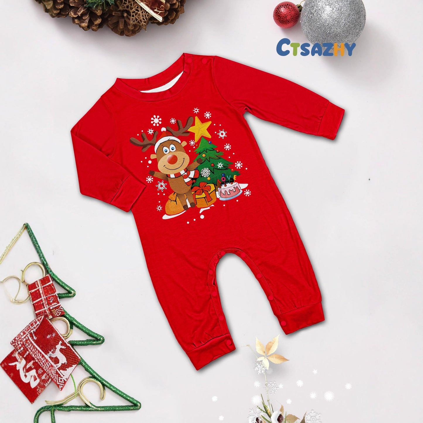 Familien Weihnachts-Pyjama Set – Eltern-Kind Partnerlook Schlafanzüge für Weihnachten