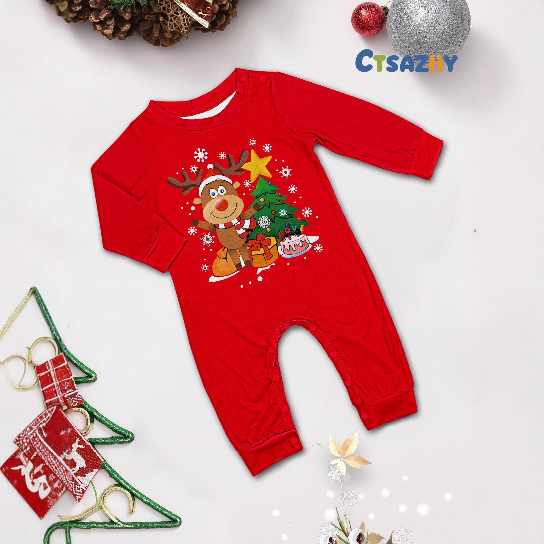 Familien Weihnachts-Pyjama Set – Eltern-Kind Partnerlook Schlafanzüge für Weihnachten