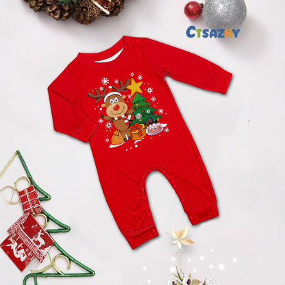 Familien Weihnachts-Pyjama Set – Eltern-Kind Partnerlook Schlafanzüge für Weihnachten