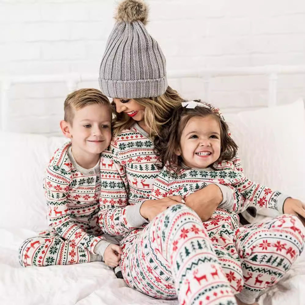 Familien Weihnachts-Pyjama Set – Eltern-Kind Partnerlook Schlafanzüge für Weihnachten