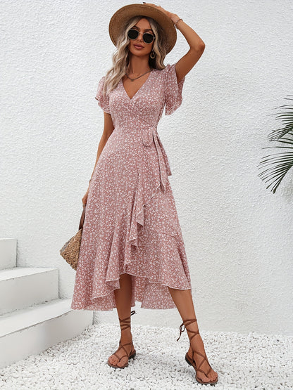 FloraBelle™ – Elegantes Damen Blumenkleid mit Schnürdetail