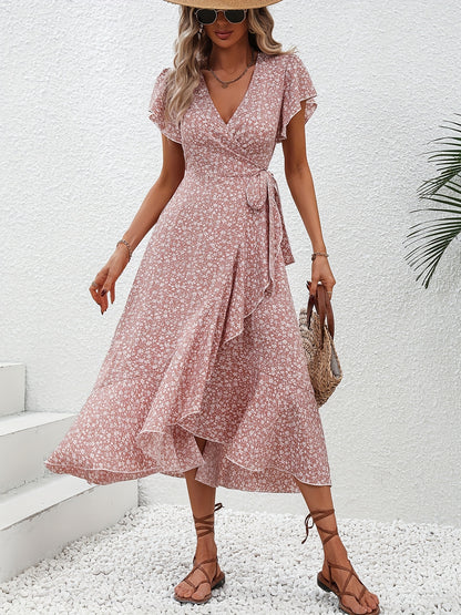 FloraBelle™ – Elegantes Damen Blumenkleid mit Schnürdetail