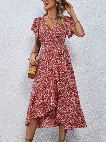 FloraBelle™ – Elegantes Damen Blumenkleid mit Schnürdetail