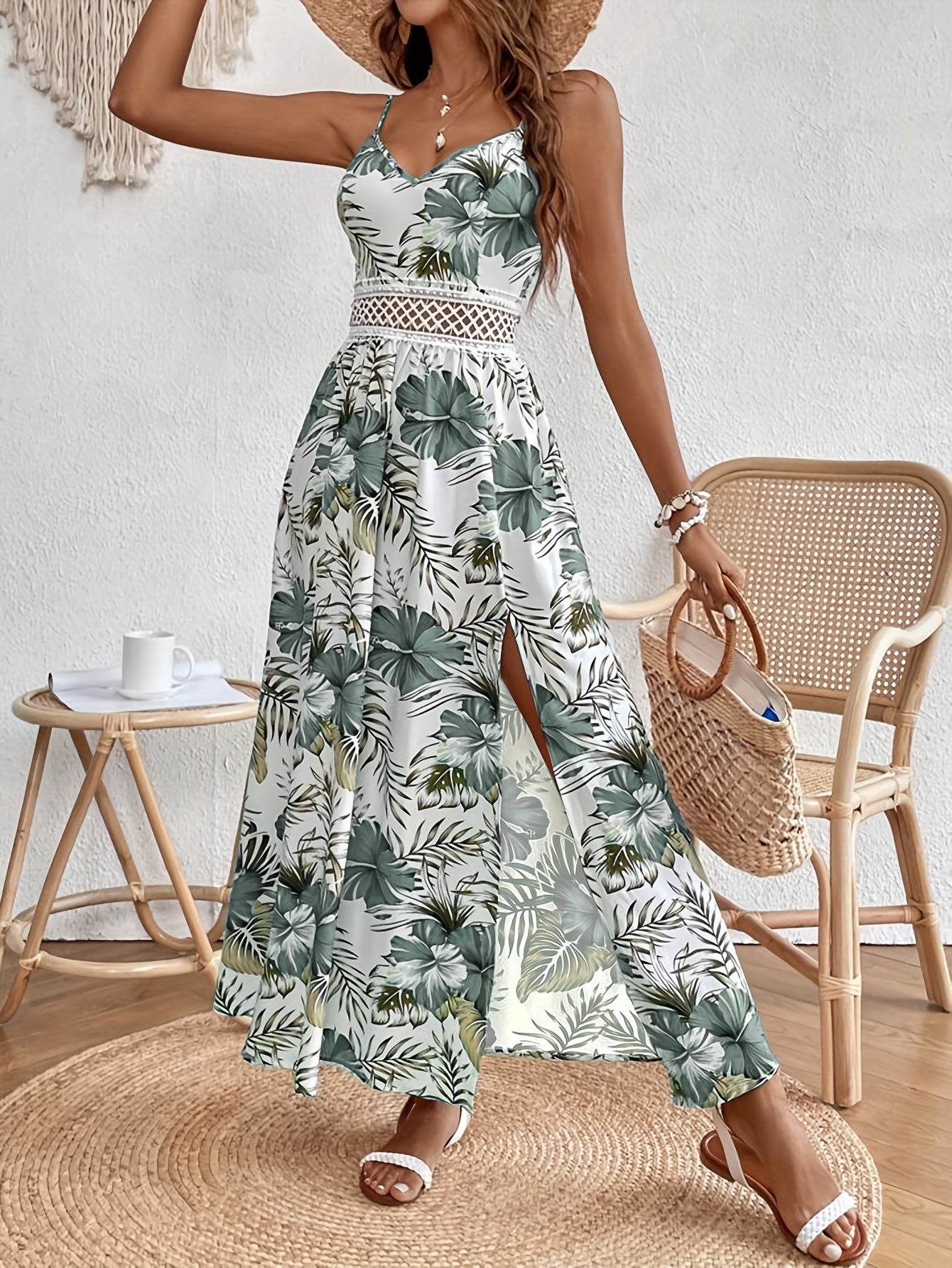 FloraMio™ – Elegantes Damen Blumenkleid mit Spaghettiträger