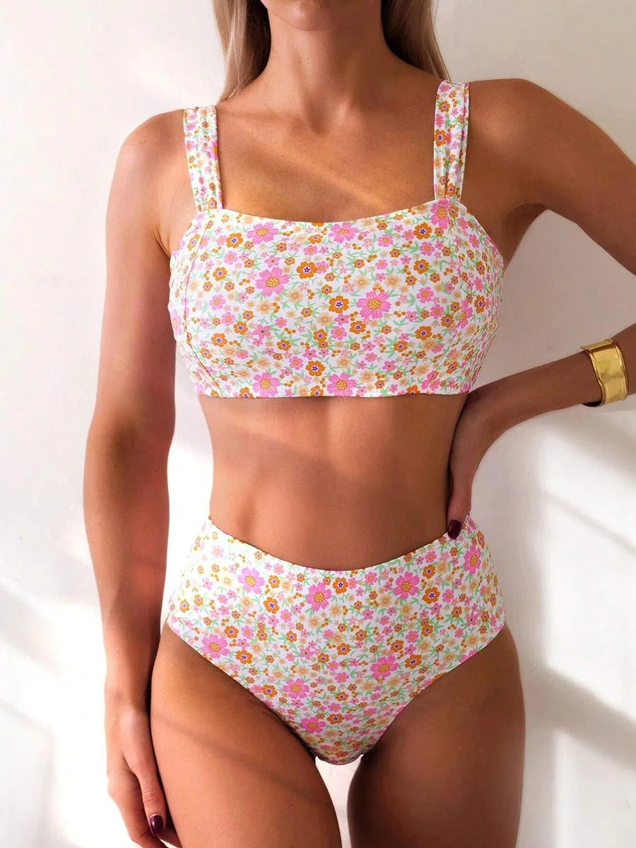 Floralia™ – Elegantes High Waist Bikini-Set mit Blumenmuster