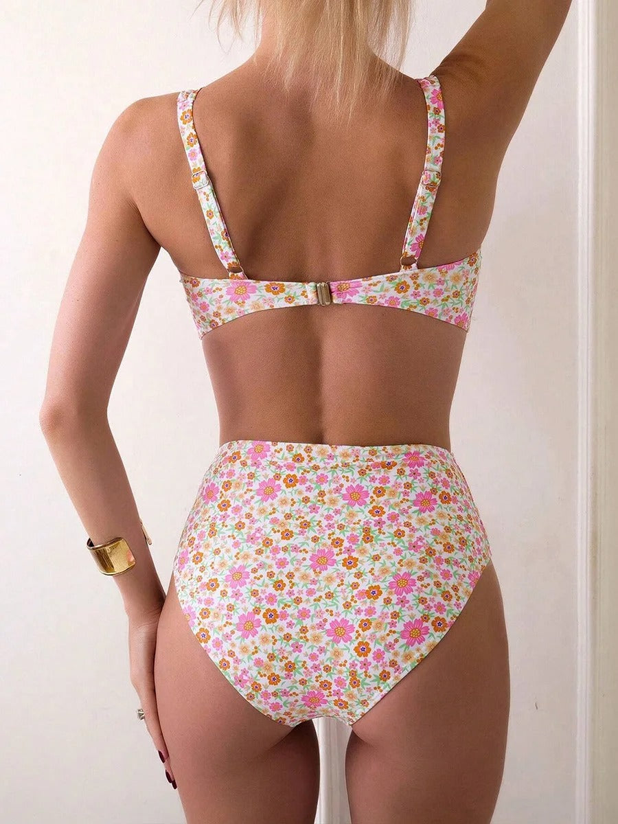 Floralia™ – Elegantes High Waist Bikini-Set mit Blumenmuster