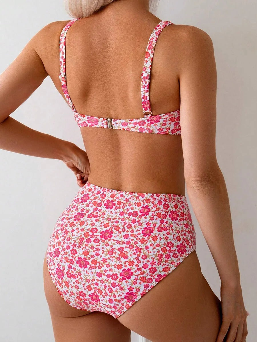 Floralia™ – Elegantes High Waist Bikini-Set mit Blumenmuster