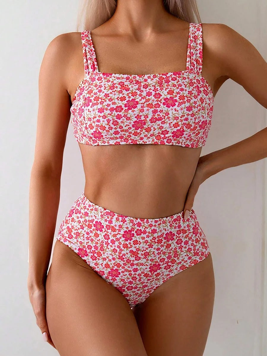 Floralia™ – Elegantes High Waist Bikini-Set mit Blumenmuster