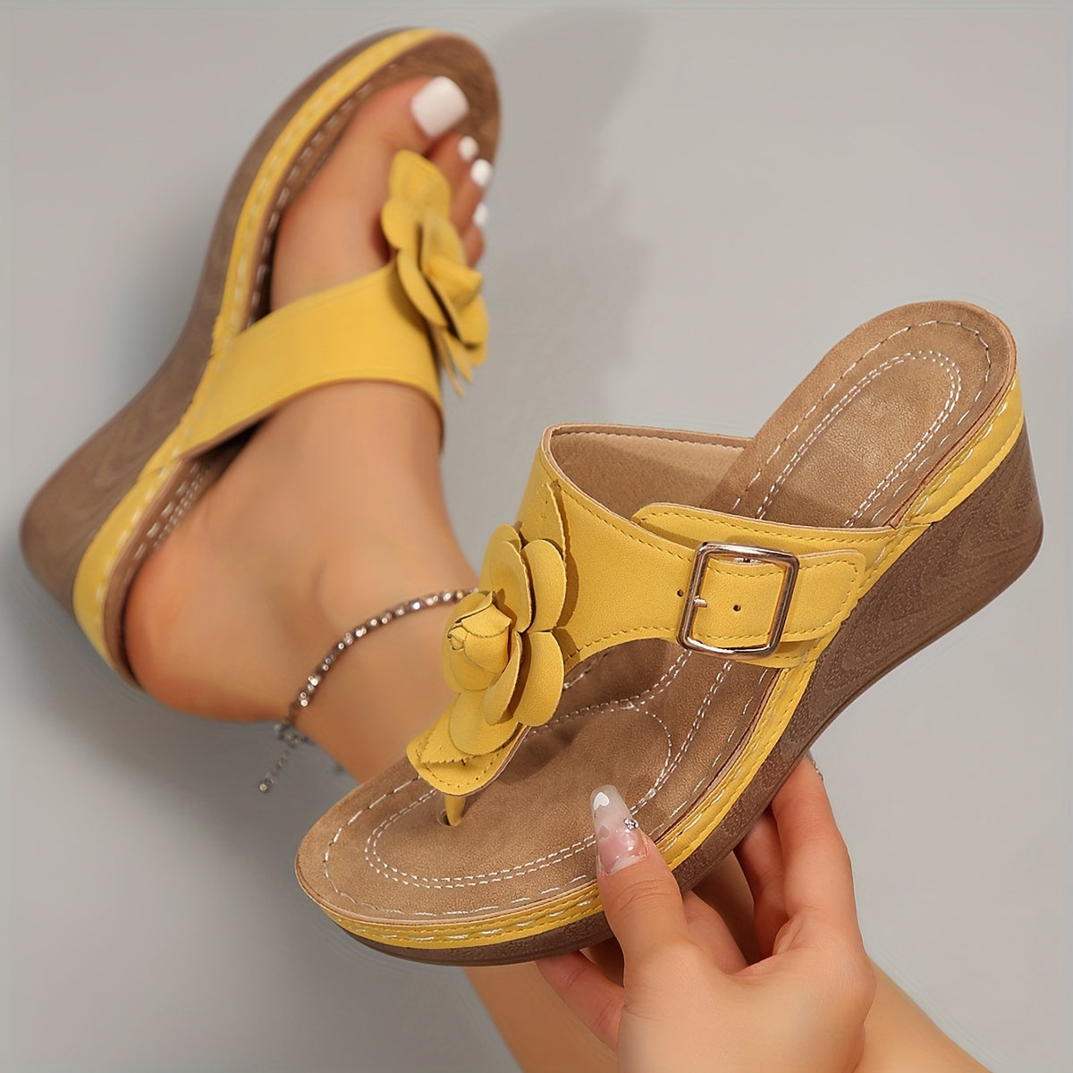Floranya™ – Damen Plateau Sandalen mit Elegantem Blumendetail und Komfort 5