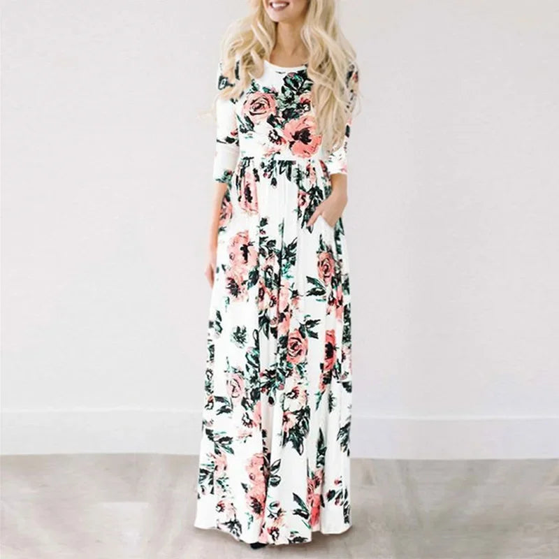 Floravita™ – Elegantes Geblümtes Maxikleid im Boho Stil