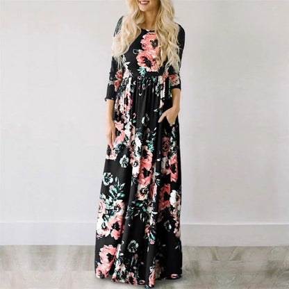 Floravita™ – Elegantes Geblümtes Maxikleid im Boho Stil