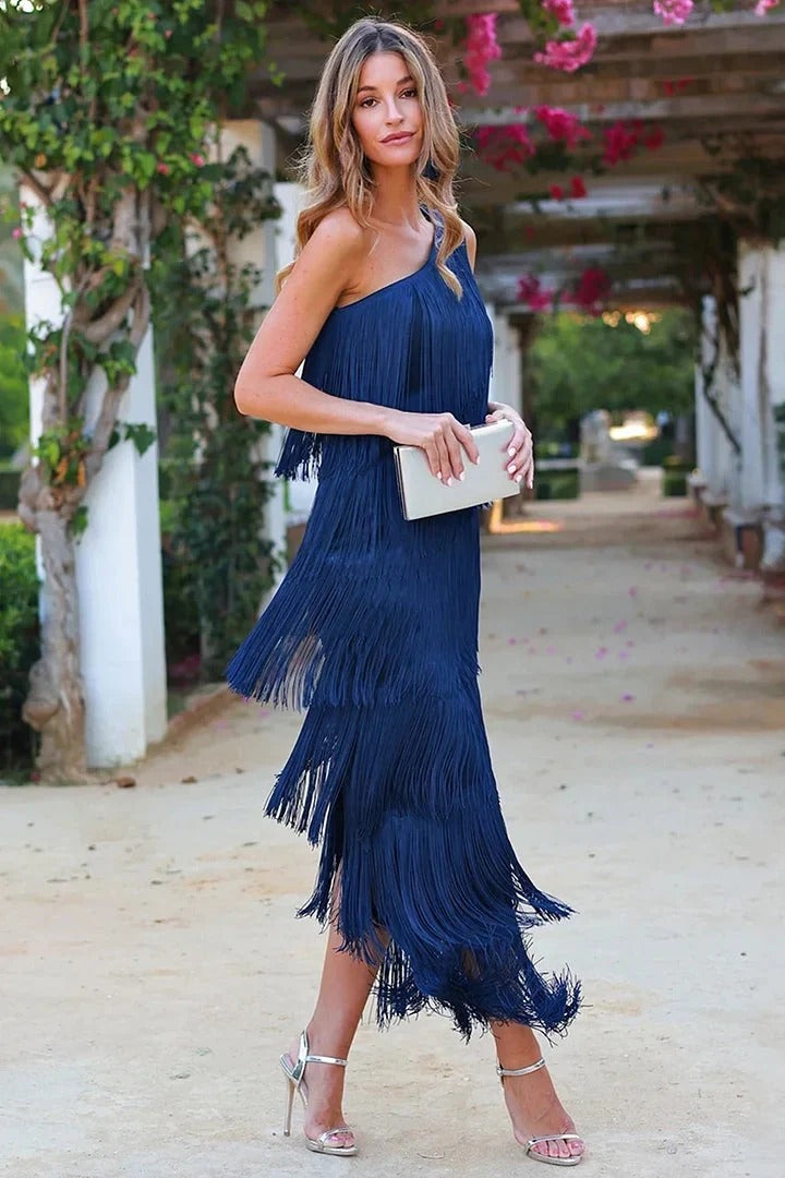 FranjaLux™ – Elegantes Damenkleid mit stilvollen Fransen