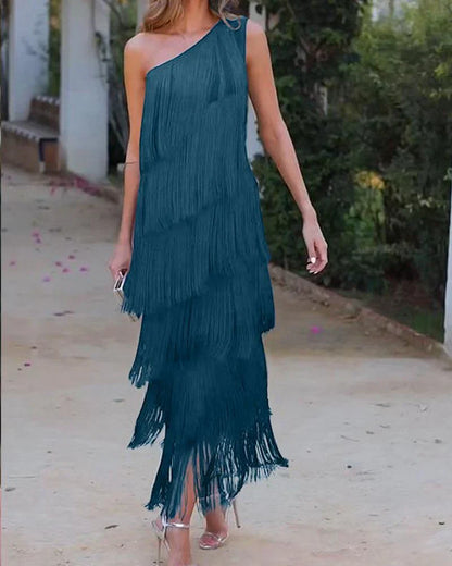 FranjaLux™ – Elegantes Damenkleid mit stilvollen Fransen