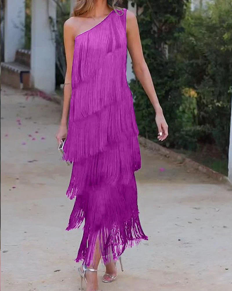 FranjaLux™ – Elegantes Damenkleid mit stilvollen Fransen