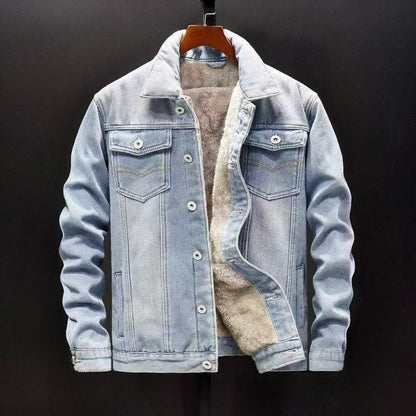 Gefütterte Herren Jeansjacke mit Fleece-Innenfutter