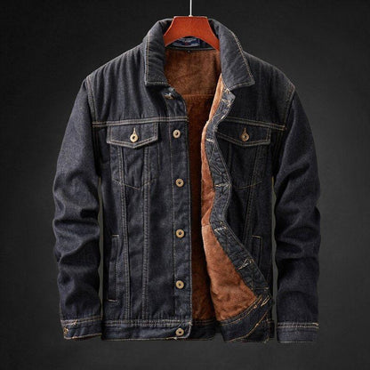 Gefütterte Herren Jeansjacke mit Fleece-Innenfutter