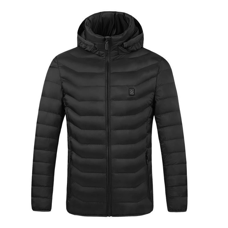 Gefütterte Herrenjacke mit Stehkragen und Kapuze – Baumwoll-Winterjacke mit Wattierung – Warme, leichte Übergangsjacke für kaltes Wetter – Atmungsaktive Outdoorjacke