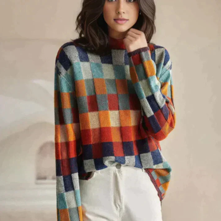 Gepunkteter Rollkragenpullover