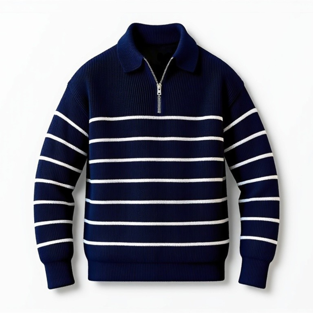 Gestreifter Herren Strickpullover aus Baumwolle