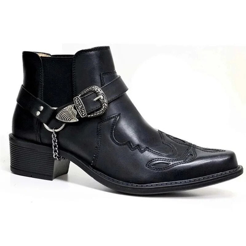 Gillis Herren Leder Cowboy Motorrad Stiefel