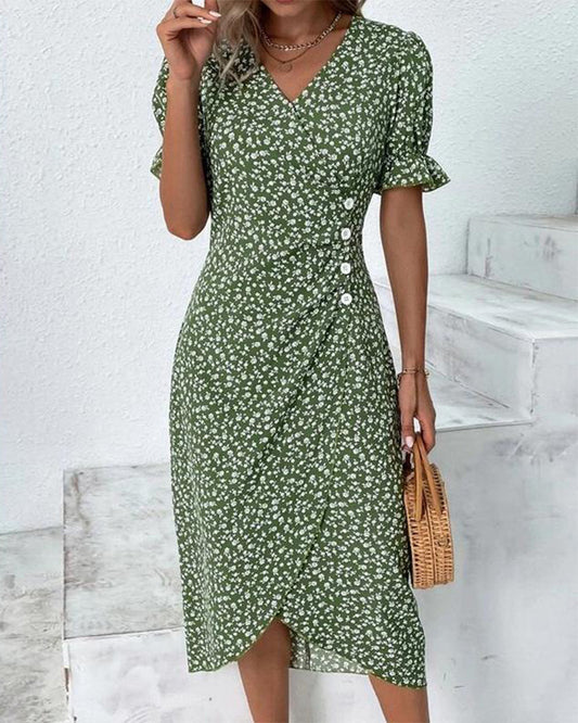 Ginny™ – Damen Kleid mit V-Ausschnitt Eleganter Stil & Bequeme Passform