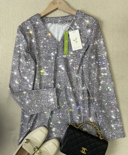 Glamora™ – Elegante Damen Glitzerbluse mit Langarm