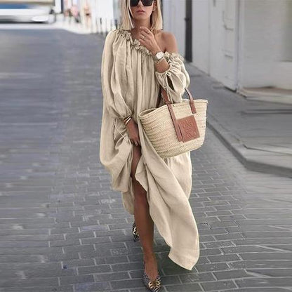 Großes, lockeres Langarm-Etuikleid von Elarova in unifarbener, lässiger Optik