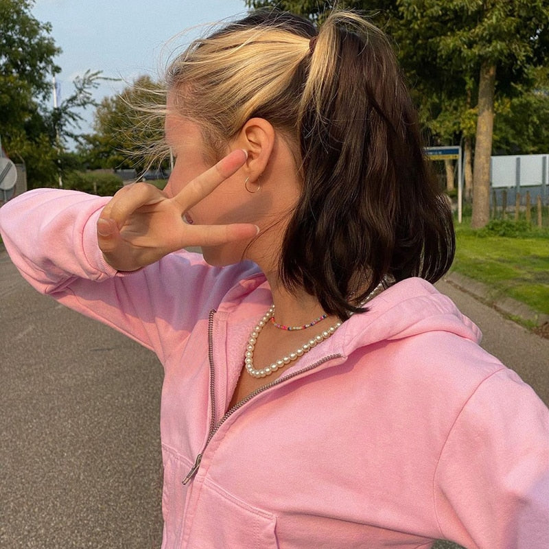 Damen Hoodie Kapuze Figurbetont Cropped Sportlich