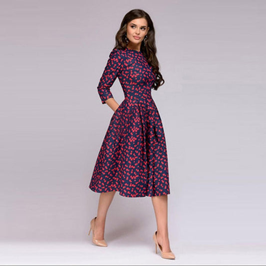 WOLF™ – Damen Sommerkleid mit Blumenmuster und Bequemen Drei Viertel Ärmeln-1