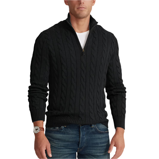 NordVell™ – Herren Strickpullover mit V-Ausschnitt & Reißverschluss