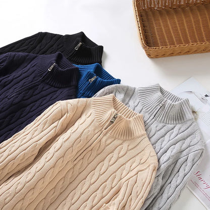 NordVell™ – Herren Strickpullover mit V-Ausschnitt & Reißverschluss