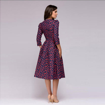 WOLF™ – Damen Sommerkleid mit Blumenmuster und Bequemen Drei Viertel Ärmeln-3