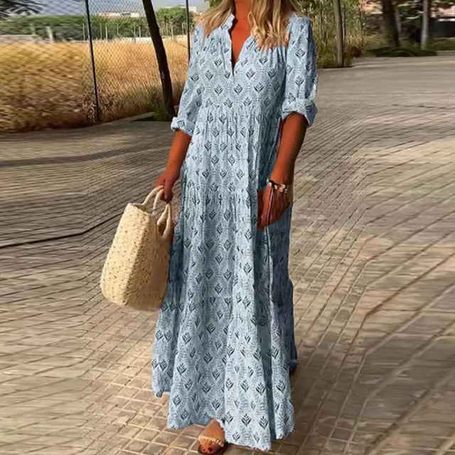 Hannah ® Casual V-Neck Long Sleeve Dress