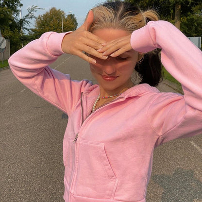 Damen Hoodie Kapuze Figurbetont Cropped Sportlich - Elarova