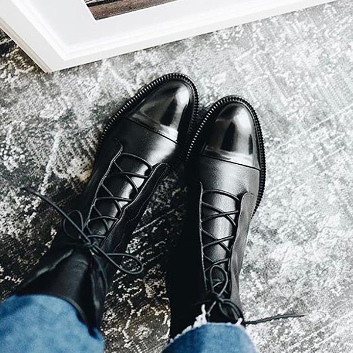 Herbstliche Damen-Lederstiefel aus echtem Leder