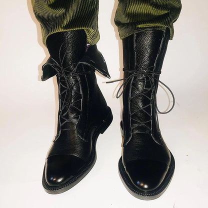 Herbstliche Damen-Lederstiefel aus echtem Leder