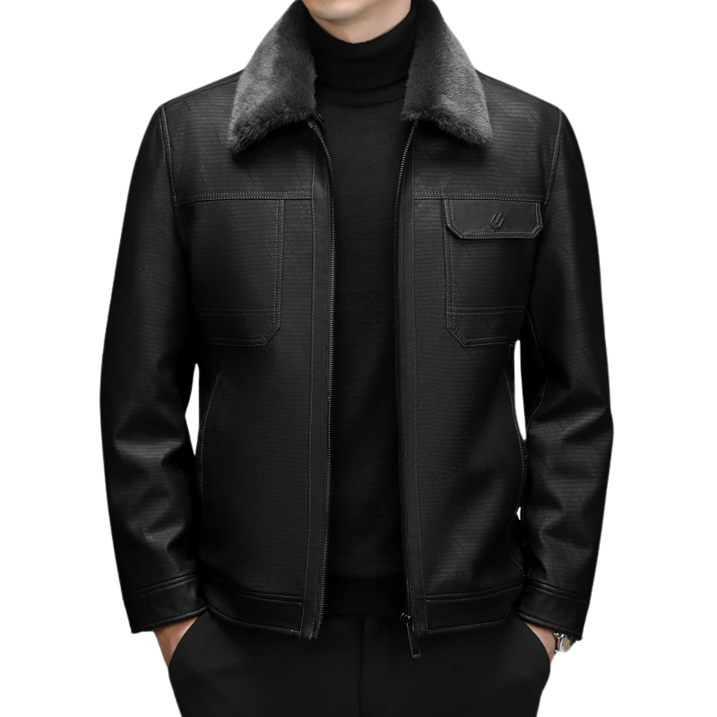 Herren Klassische Schafsfell-Jacke