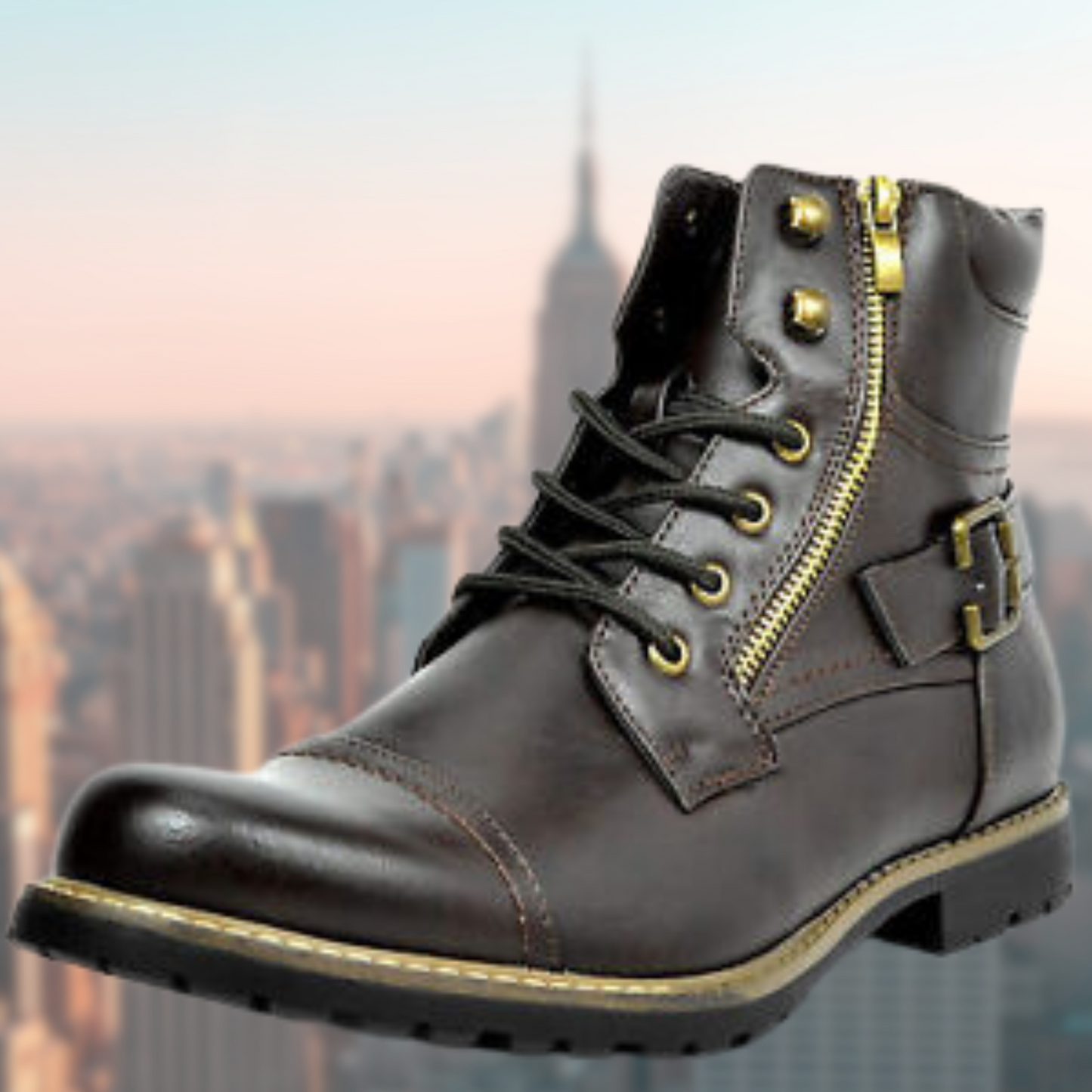 Herren Leder Motorradstiefel - Douwe